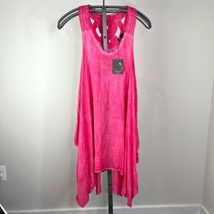 Nwt M‎ Made in Italy Pink Crochet Tank Tunic Dress Size Large